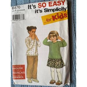 Simplicity 8476 Girls top skirt pants